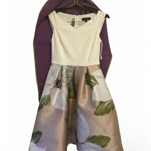 Ted Baker Cream and Tan Floral Dress size 1